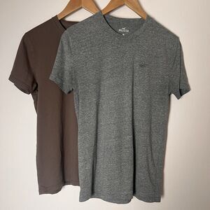 Hollister Mens T Shirt Lot Size S Black Brown Short Sleeve Crew Logo Soft